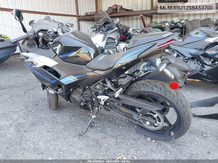 2025 Kawasaki Ex500 A/B VIN: ML5EXGJ12SBA53700 Lot: 42365814