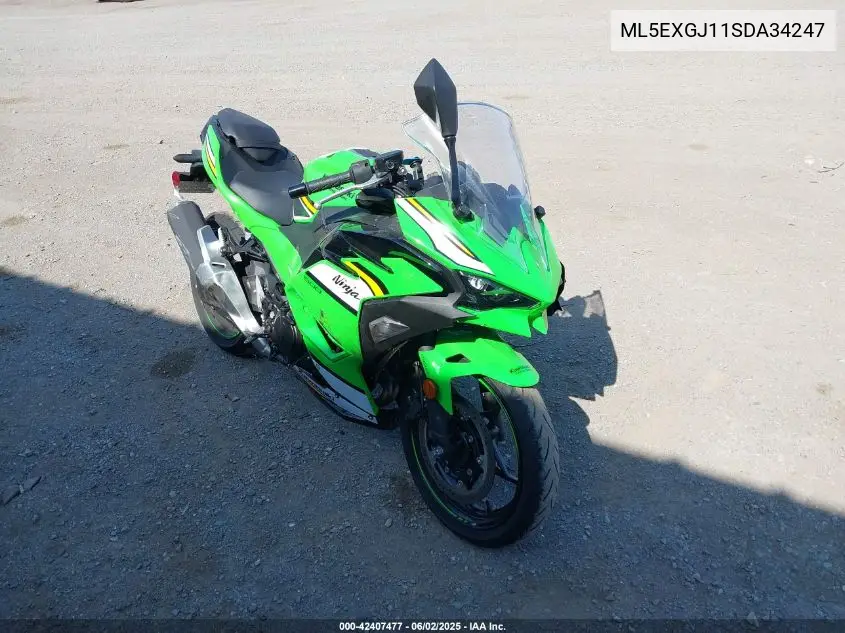2025 Kawasaki Ex500 A/B VIN: ML5EXGJ11SDA34247 Lot: 42407477