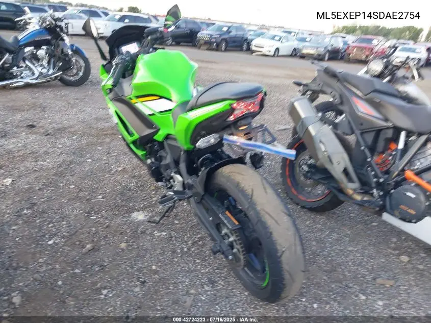 2025 Kawasaki Ex650 P VIN: ML5EXEP14SDAE2754 Lot: 42724223