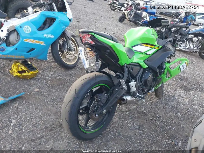 2025 Kawasaki Ex650 P VIN: ML5EXEP14SDAE2754 Lot: 42724223