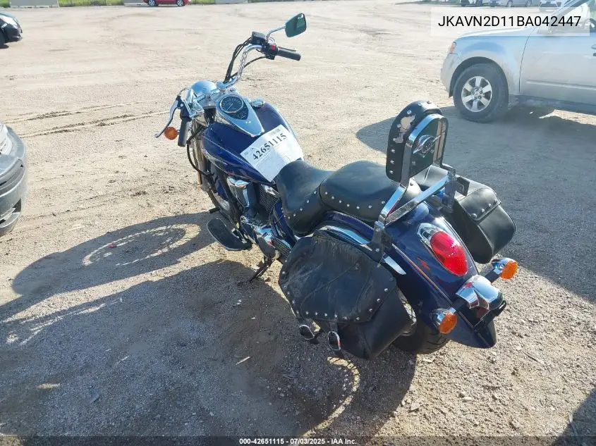 2011 Kawasaki Vn900 D VIN: JKAVN2D11BA042447 Lot: 42651115