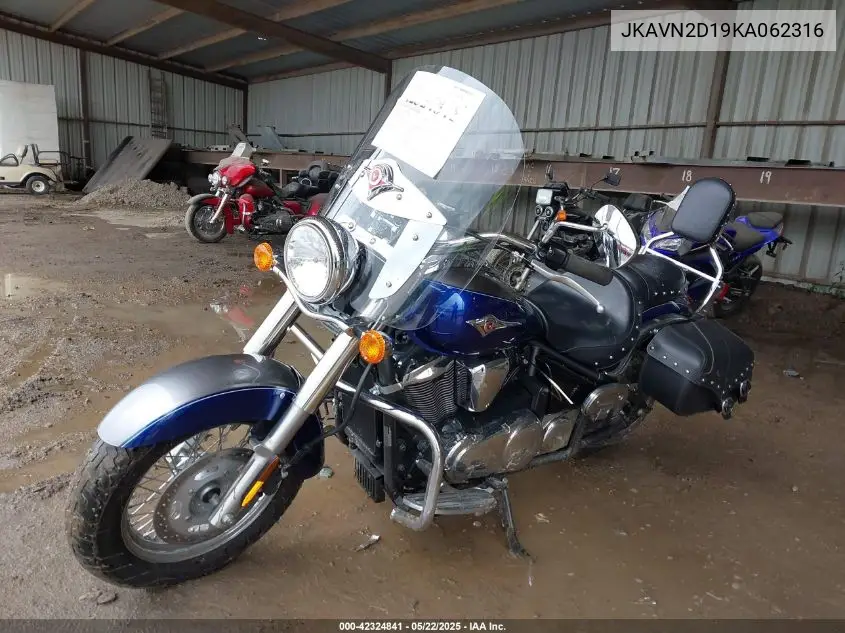2019 Kawasaki Vn900 D VIN: JKAVN2D19KA062316 Lot: 42324841