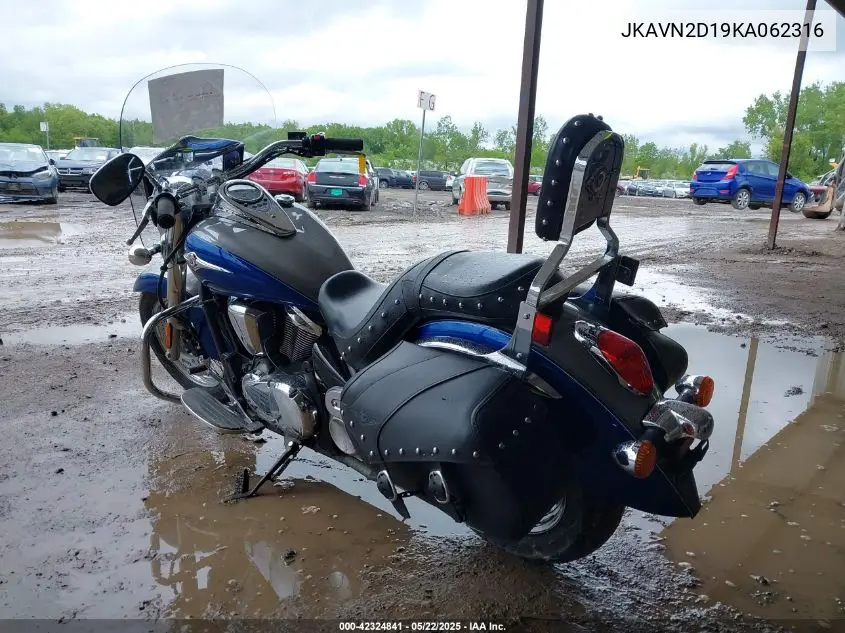 2019 Kawasaki Vn900 D VIN: JKAVN2D19KA062316 Lot: 42324841