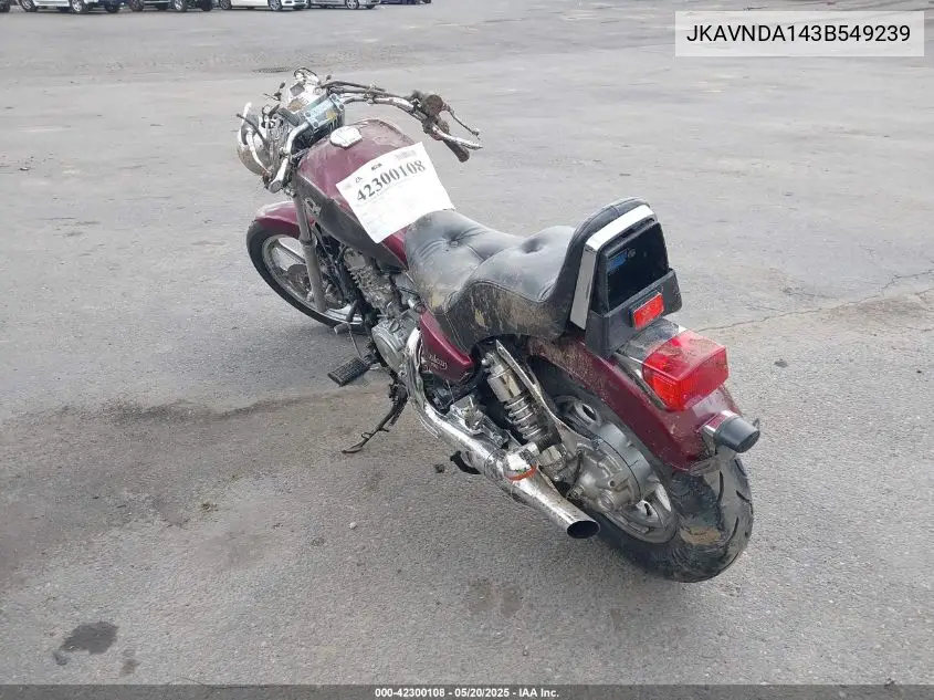 2003 Kawasaki Vn750 VIN: JKAVNDA143B549239 Lot: 42300108