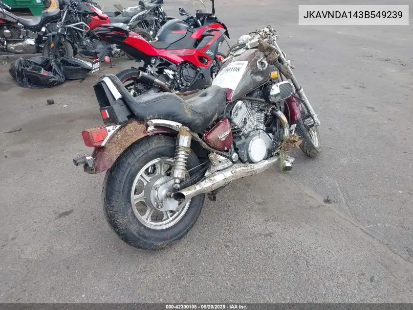 2003 Kawasaki Vn750 VIN: JKAVNDA143B549239 Lot: 42300108