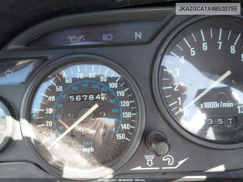 2004 Kawasaki Zg1000 VIN: JKAZGCA1X4B520755 Lot: 42572253