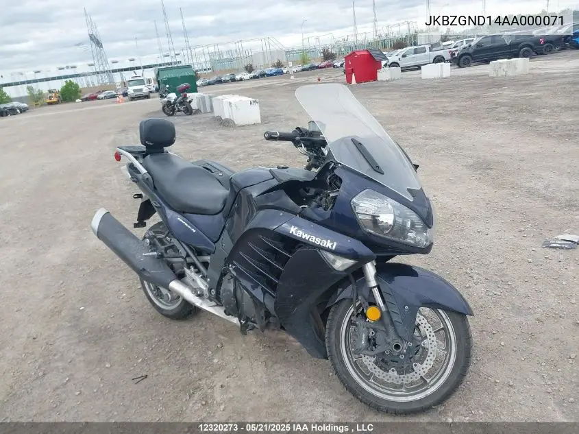 2010 Kawasaki Zg1400 D VIN: JKBZGND14AA000071 Lot: 12320273