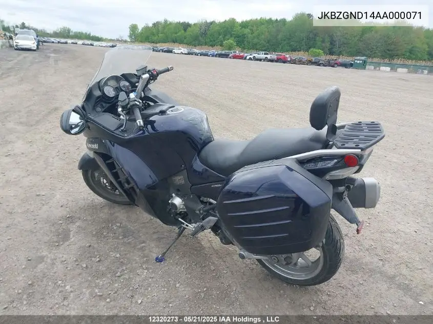 2010 Kawasaki Zg1400 D VIN: JKBZGND14AA000071 Lot: 12320273