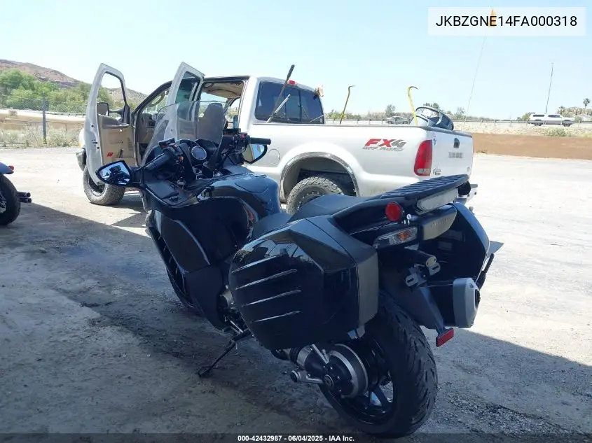 2015 Kawasaki Zg1400 E VIN: JKBZGNE14FA000318 Lot: 42432987