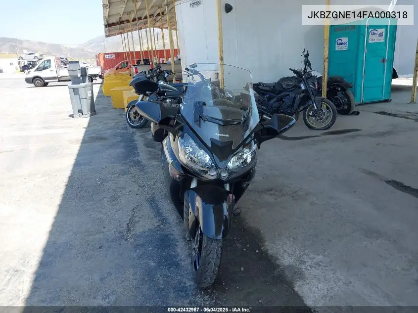2015 Kawasaki Zg1400 E VIN: JKBZGNE14FA000318 Lot: 42432987