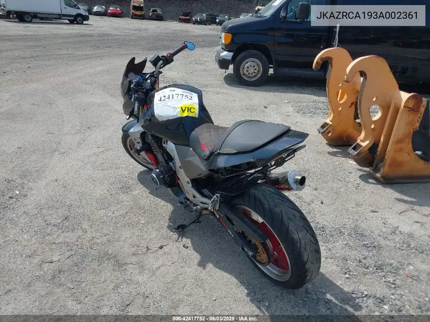 2003 Kawasaki Zr1000 A1 VIN: JKAZRCA193A002361 Lot: 42417752