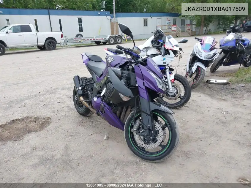 2011 Kawasaki Zr1000 D VIN: JKAZRCD1XBA017509 Lot: 12061005