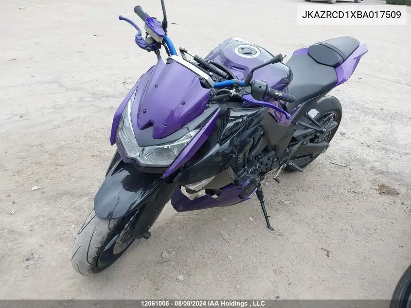 2011 Kawasaki Zr1000 D VIN: JKAZRCD1XBA017509 Lot: 12061005
