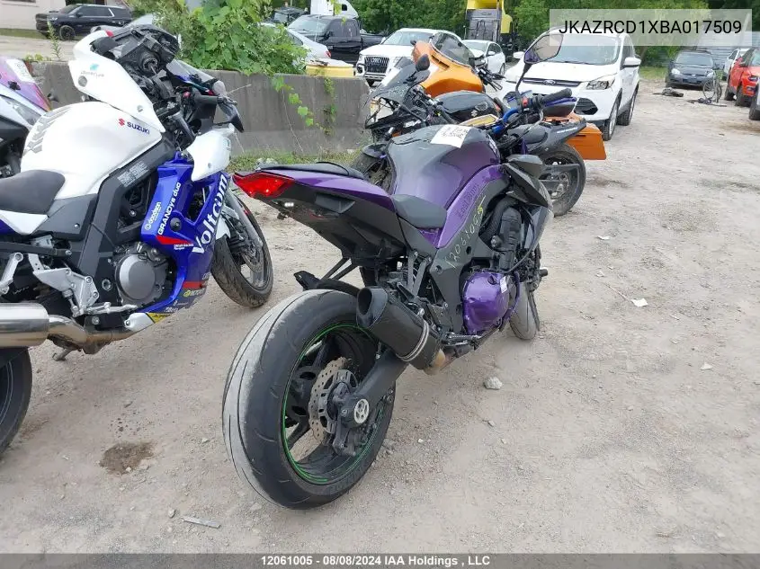 2011 Kawasaki Zr1000 D VIN: JKAZRCD1XBA017509 Lot: 12061005