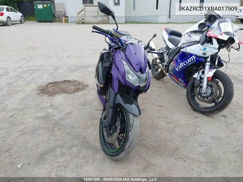 2011 Kawasaki Zr1000 D VIN: JKAZRCD1XBA017509 Lot: 12061005