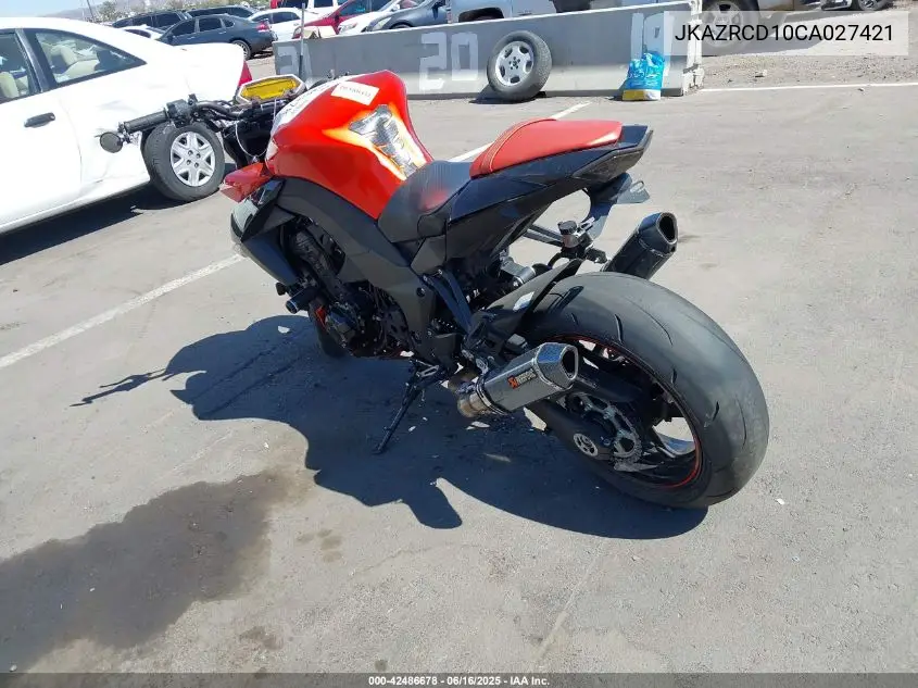 2012 Kawasaki Zr1000 D VIN: JKAZRCD10CA027421 Lot: 42486678