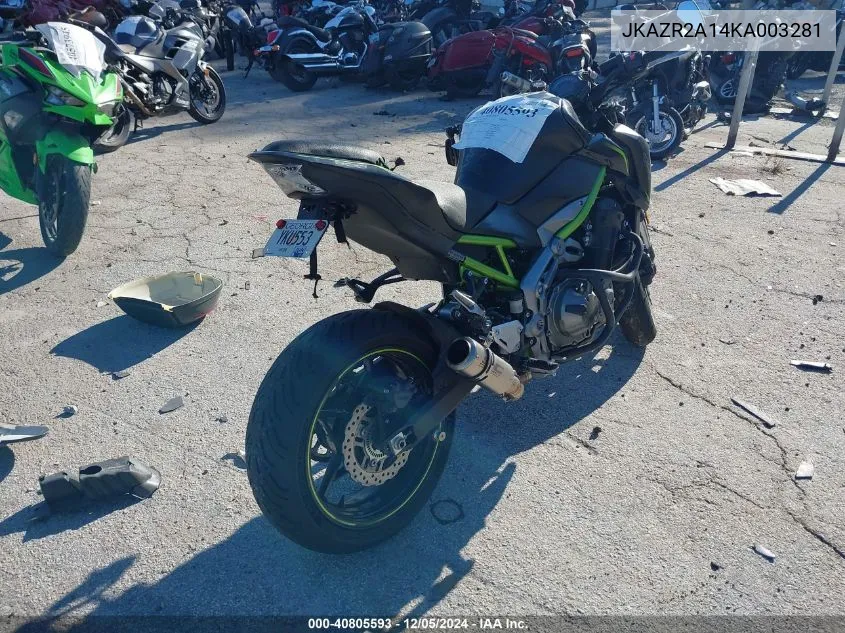 2019 Kawasaki Zr900 VIN: JKAZR2A14KA003281 Lot: 40805593