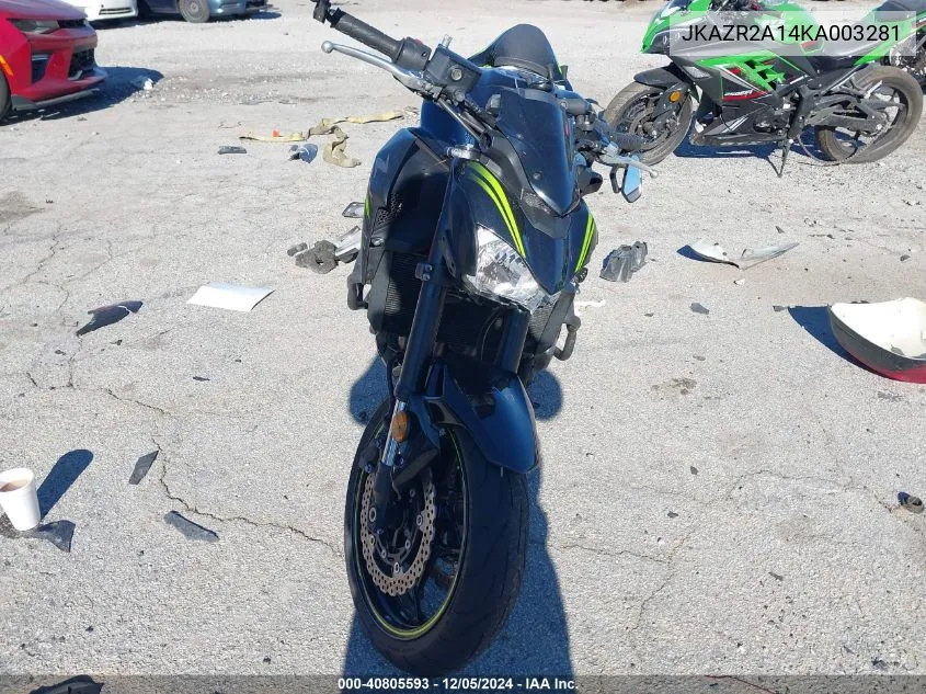 2019 Kawasaki Zr900 VIN: JKAZR2A14KA003281 Lot: 40805593
