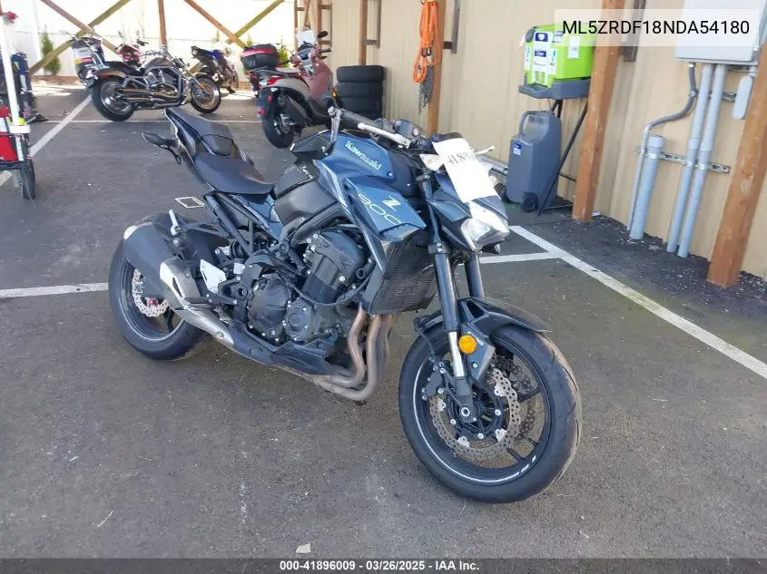 2022 Kawasaki Zr900 F VIN: ML5ZRDF18NDA54180 Lot: 41896009