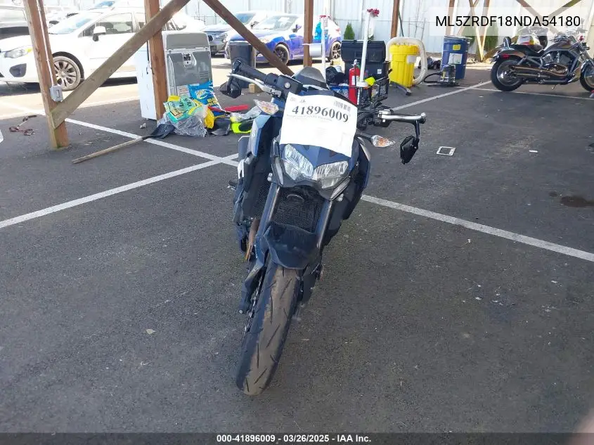 2022 Kawasaki Zr900 F VIN: ML5ZRDF18NDA54180 Lot: 41896009