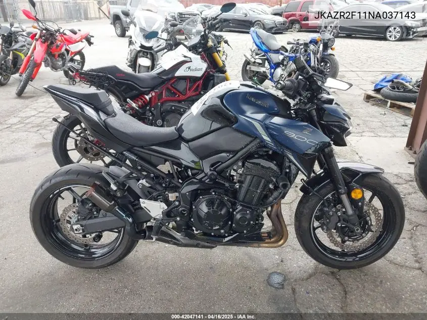 2022 Kawasaki Zr900 VIN: JKAZR2F11NA037143 Lot: 42047141