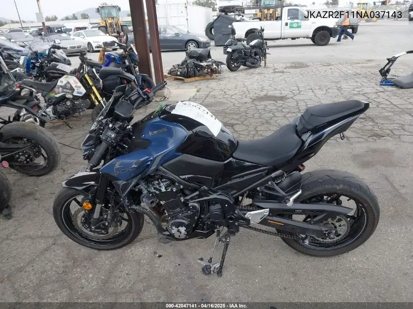 2022 Kawasaki Zr900 VIN: JKAZR2F11NA037143 Lot: 42047141