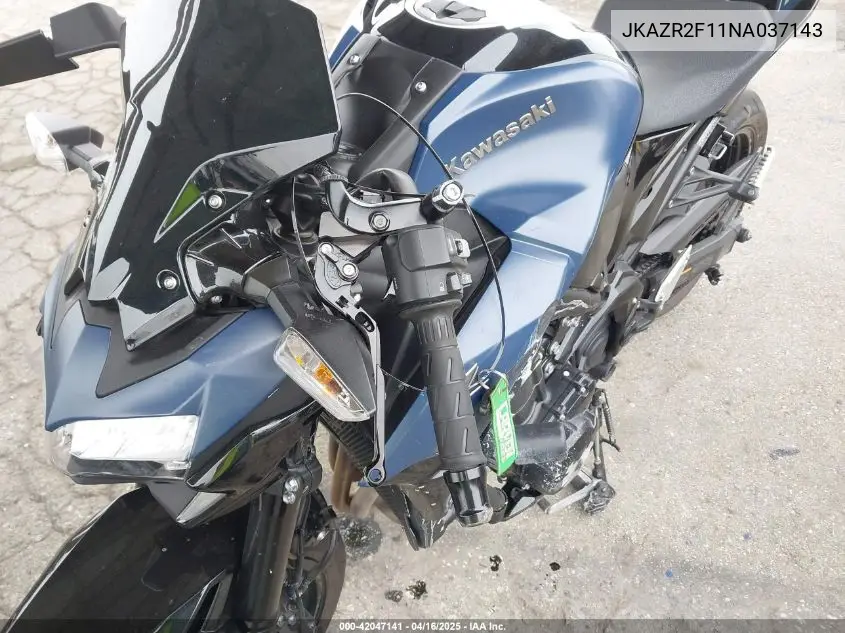 2022 Kawasaki Zr900 VIN: JKAZR2F11NA037143 Lot: 42047141