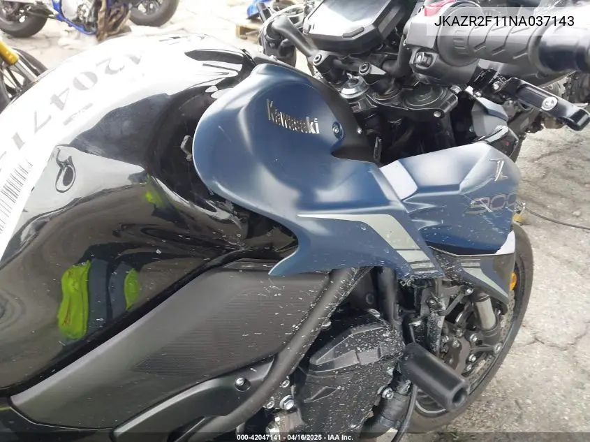 2022 Kawasaki Zr900 VIN: JKAZR2F11NA037143 Lot: 42047141