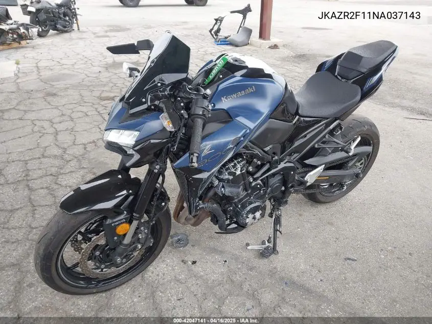 2022 Kawasaki Zr900 VIN: JKAZR2F11NA037143 Lot: 42047141