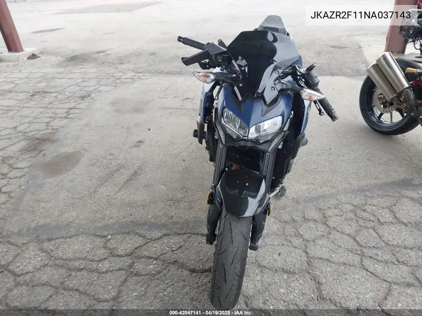 2022 Kawasaki Zr900 VIN: JKAZR2F11NA037143 Lot: 42047141