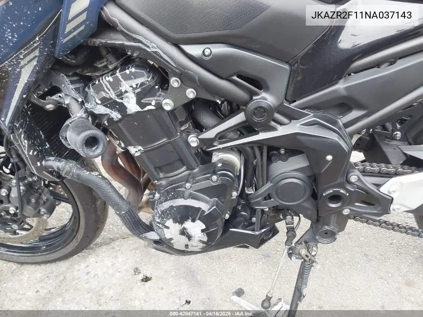2022 Kawasaki Zr900 VIN: JKAZR2F11NA037143 Lot: 42047141