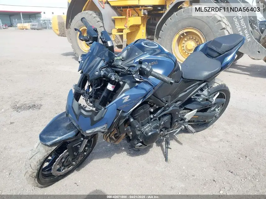 2022 Kawasaki Zr900 F VIN: ML5ZRDF11NDA56403 Lot: 42071800
