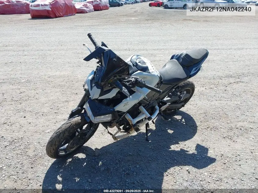 2022 Kawasaki Zr900 VIN: JKAZR2F12NA042240 Lot: 42279281