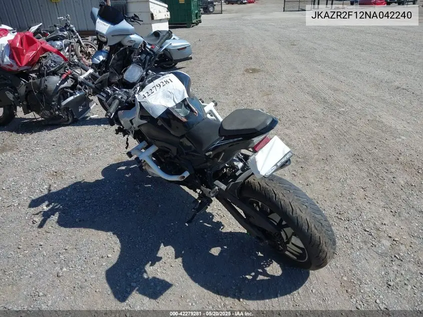 2022 Kawasaki Zr900 VIN: JKAZR2F12NA042240 Lot: 42279281