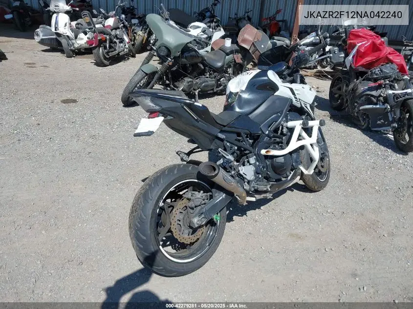 2022 Kawasaki Zr900 VIN: JKAZR2F12NA042240 Lot: 42279281