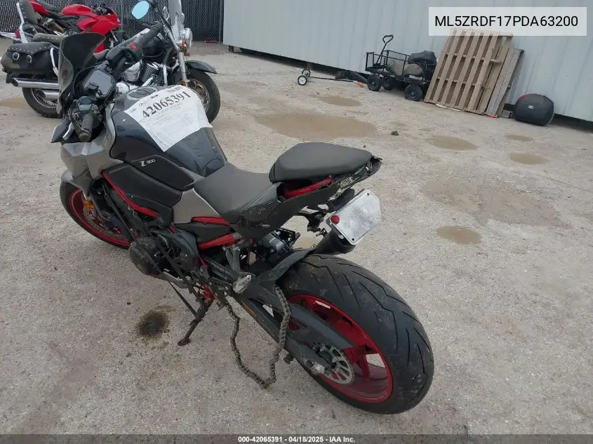 2023 Kawasaki Zr900 F VIN: ML5ZRDF17PDA63200 Lot: 42065391