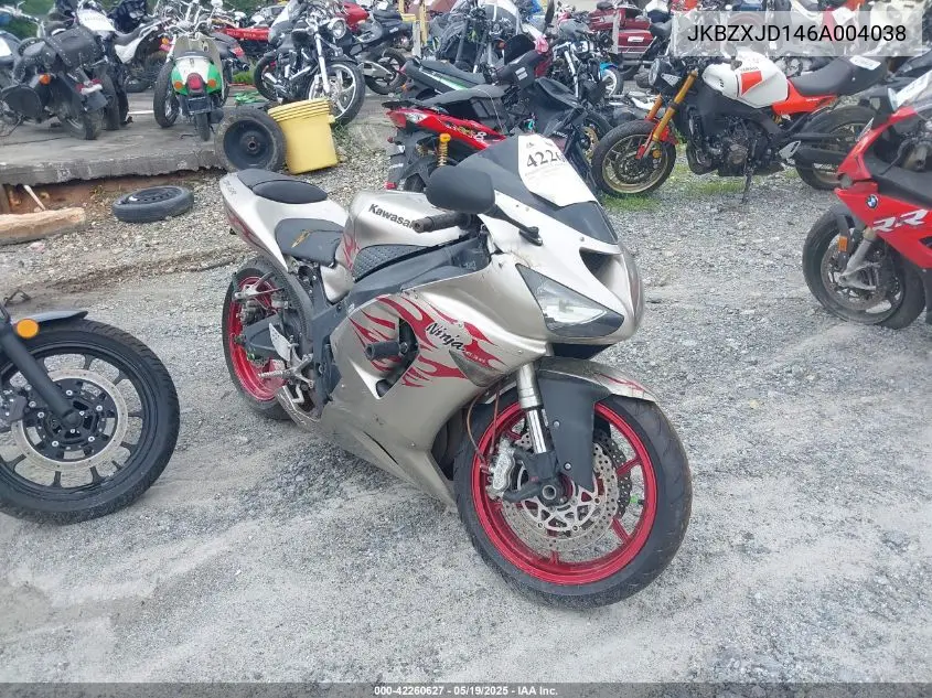 2006 Kawasaki Zx636 C1 VIN: JKBZXJD146A004038 Lot: 42260627
