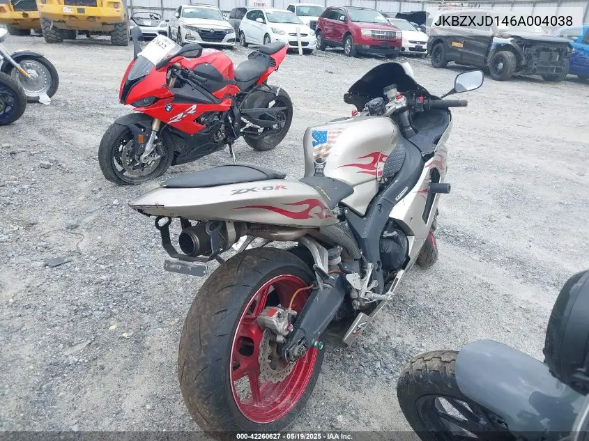 2006 Kawasaki Zx636 C1 VIN: JKBZXJD146A004038 Lot: 42260627