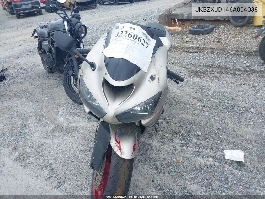 2006 Kawasaki Zx636 C1 VIN: JKBZXJD146A004038 Lot: 42260627