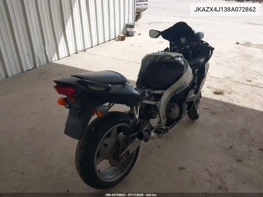 2008 Kawasaki Zx600 J1 VIN: JKAZX4J138A072862 Lot: 42765823