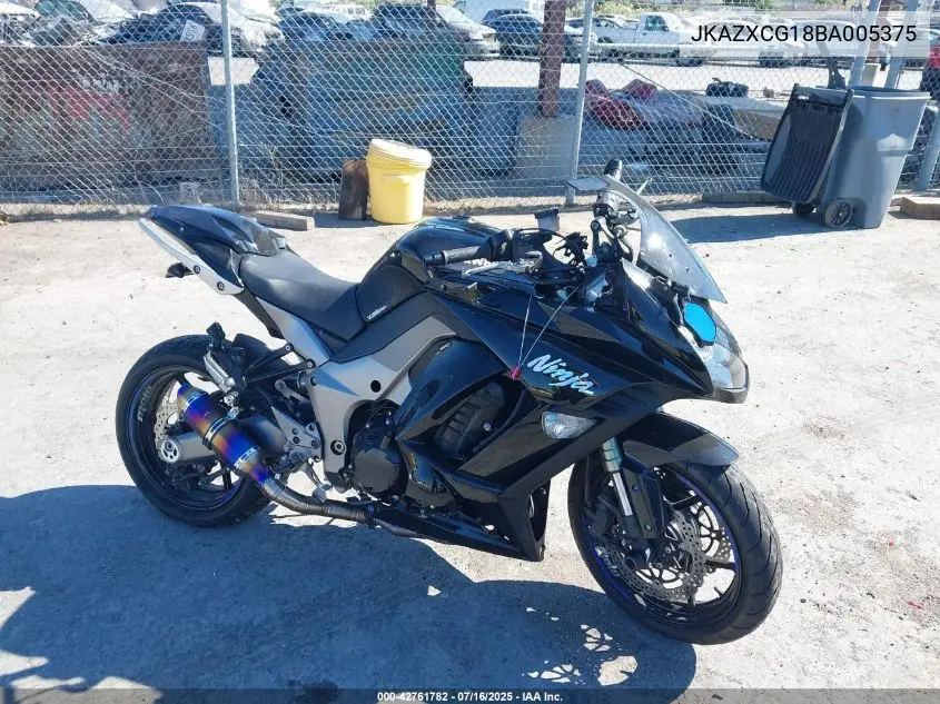 2011 Kawasaki Zx1000 G VIN: JKAZXCG18BA005375 Lot: 42761782