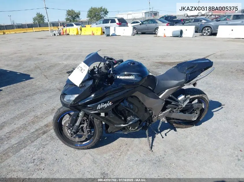 2011 Kawasaki Zx1000 G VIN: JKAZXCG18BA005375 Lot: 42761782