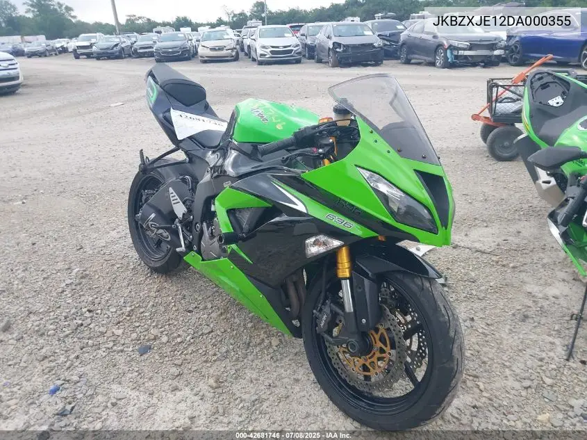 2013 Kawasaki Zx636 E VIN: JKBZXJE12DA000355 Lot: 42681746