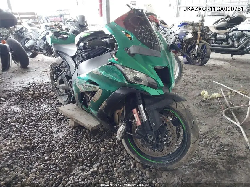 2016 Kawasaki Zx1000 R VIN: JKAZXCR11GA000751 Lot: 42705727