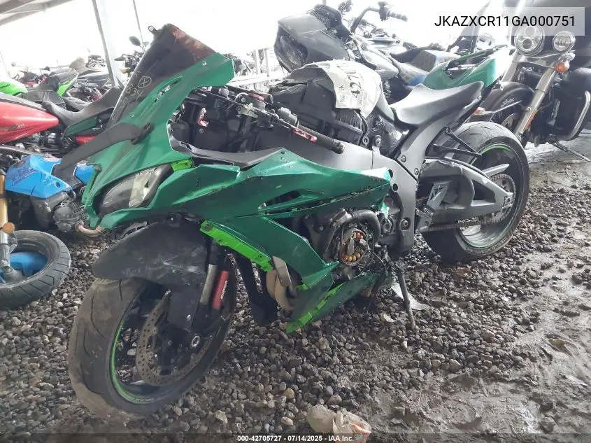 2016 Kawasaki Zx1000 R VIN: JKAZXCR11GA000751 Lot: 42705727