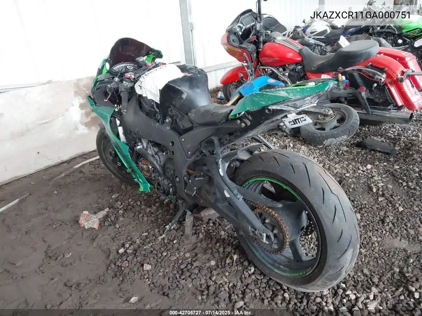 2016 Kawasaki Zx1000 R VIN: JKAZXCR11GA000751 Lot: 42705727