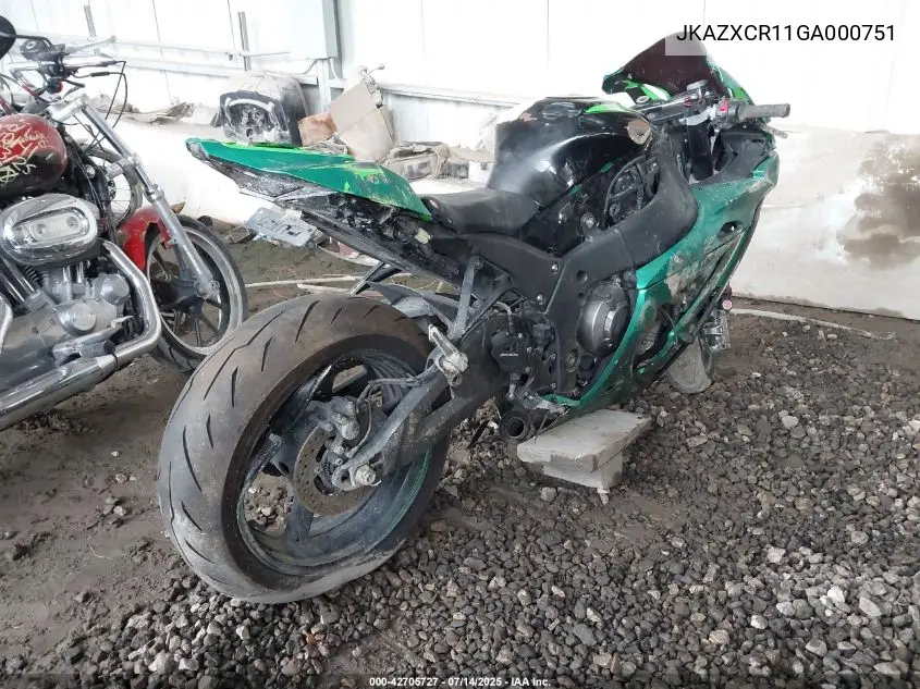 2016 Kawasaki Zx1000 R VIN: JKAZXCR11GA000751 Lot: 42705727