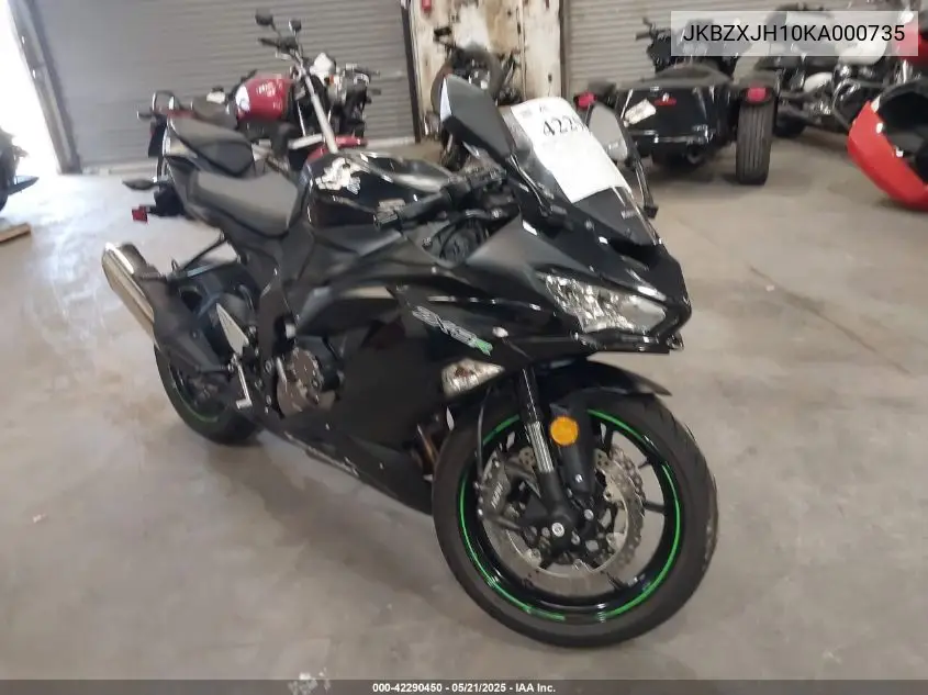2019 Kawasaki Zx636 K VIN: JKBZXJH10KA000735 Lot: 42290450