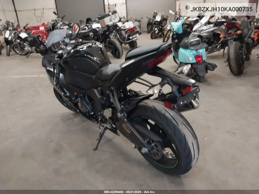 2019 Kawasaki Zx636 K VIN: JKBZXJH10KA000735 Lot: 42290450