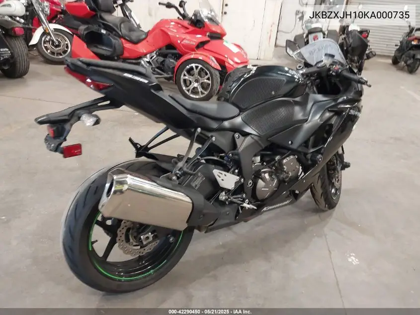 2019 Kawasaki Zx636 K VIN: JKBZXJH10KA000735 Lot: 42290450
